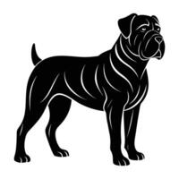 Dogue de Bordeaux displaying robust strong jawline in isolated silhouette vector