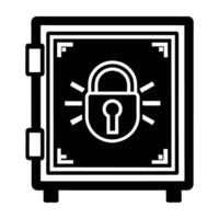 Locked security vault icon shows a refined and robust protective design vector