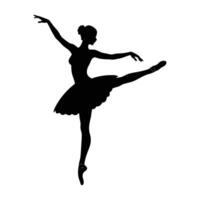 Elegant silhouette of a ballet dancer performing a graceful development on white background vector