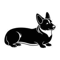 Charming corgi resting comfortably with short legs tucked under in silhouette vector