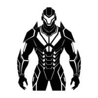 Fierce soldier in high tech armor depicted in isolated silhouette design vector