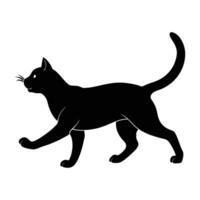 Animated cat striding mid-run with one paw raised elegantly in bold silhouette vector