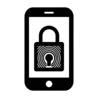 Minimalist mobile device with biometric security highlighted in a clear flat design vector