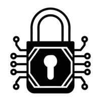 Futuristic digital padlock with circuit lines symbolizing advanced security on white background vector