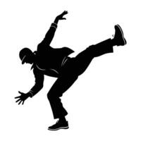 A modern hip hop dancer executing a powerful freeze move silhouette vector