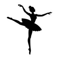 Vibrant silhouette of a ballet dancer executing a flawless grand jete on white background vector