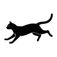 Swift cat mid-run with stretched out legs in a smooth silhouette style vector