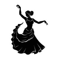 Expressive flamenco dancer snapping fingers with rhythmic energy in silhouette vector
