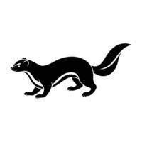 Energetic ferret running with an elongated body stretched forward in silhouette vector