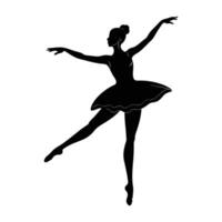 Graceful silhouette showing a ballet dancer extending arms in refined fifth position on white background vector