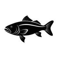 Vigorous silhouette of a barramundi gliding with a robust streamlined body on white background vector