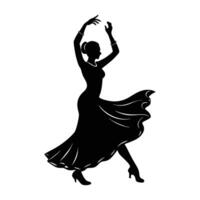 Charming flamenco dancer gracefully lifting one hand in striking silhouette form vector
