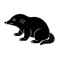 Minimalist mole actively digging with tiny claws visible in natural underground scene vector