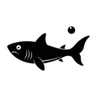 Sleek cookiecutter shark swimming with a small round mouth in silhouette vector