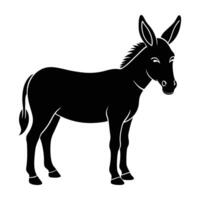 Alert donkey standing with ears perked up in isolated silhouette design for impact vector