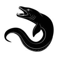 Minimalist moray eel swimming with mouth slightly open in a fluid underwater scene vector