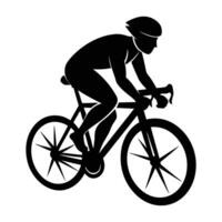 Steady cyclist standing in a clear silhouette along a quiet urban path vector