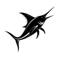 Marlin leaps out of water with its bill extended in dynamic motion vector