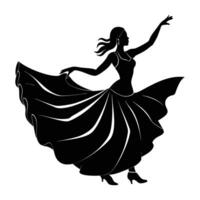 Elegant flamenco dancer showcasing a flowing skirt in smooth silhouette movement vector