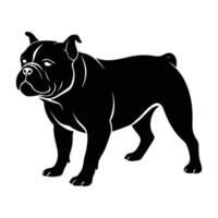 Confident bulldog walking forward with a determined stride in isolated line art silhouette design vector
