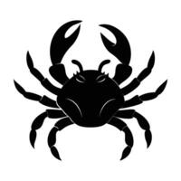 Active crab walking sideways with claws slightly open in bold silhouette vector