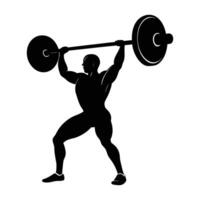 Determined individual performing bar exercise in isolated silhouette with precision vector