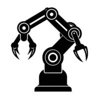 Dynamic silhouette of AI powered robotic arm with claw on white background vector