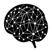 A creative human brain with digital connections showcased in a sleek silhouette vector