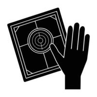 A modern holographic interface featuring clear interactive hand gestures silhouette vector