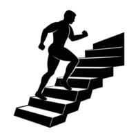 Man runs up stairs with intensity for a challenging cardio workout session vector