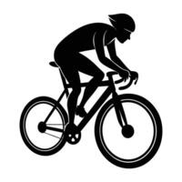Swift black cyclist sprinting on a racin track with explosive silhouette energy vector
