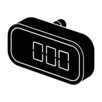 Modern digital alarm clock featuring a clear LED display on white background vector