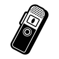 Compact digital voice recorder with built in microphone offering clear audio on white background vector