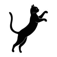 Dynamic cat leaping onto a high surface with extended legs in isolated silhouette vector