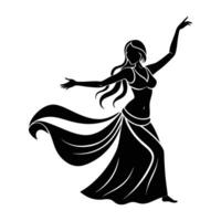 Captivating belly dancer moving gracefully with flowing hand motion silhouette vector