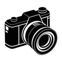 Advanced digital camera with extended lens offering precise focus on white background vector