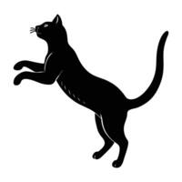 Agile cat leaping onto a high surface with extended legs in isolated silhouette vector