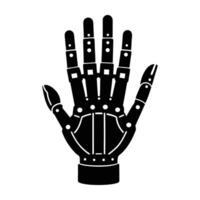 Futuristic bionic hand with mechanical fingers showcasing innovative silhouette design vector