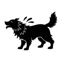 Lively dog vigorously shaking off water with ruffled fur on white background vector