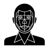 Cutting-edge facial recognition scanner examining a face in clean isolated silhouette for secure verification vector