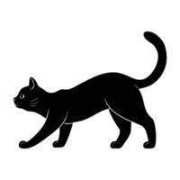 Calm cat extending front legs forward after a peaceful nap captured in silhouette vector