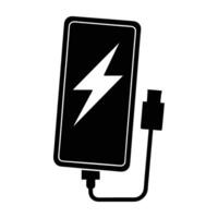 Advanced self charging phone exhibiting smart features in clean isolated silhouette style vector