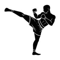 Minimalist person performing a muay thai strike with precise skill during practice vector