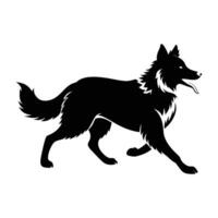 Energetic border collie sprinting in herding stance with precision in isolated line art silhouette vector