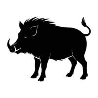 Bold boar exhibiting proud stance with curved tusks in crisp isolated line art silhouette vector