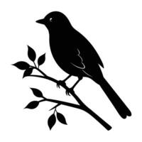Minimalist nightingale perched gracefully on a branch with head slightly tilted vector