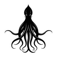 A powerful squid thrusting its long tentacles forward in open sea vector