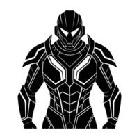 Advanced soldier wearing high tech armor showcased in clean isolated silhouette style vector