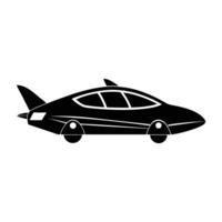 Advanced flying car exhibiting sleek futuristic design in isolated silhouette composition vector