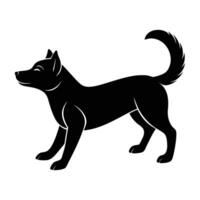 Content dog extending its body after a restful nap on white background vector